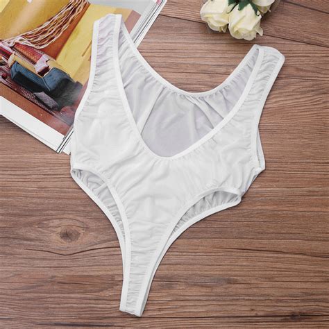 Women Sheer Lingerie High Cut Leotard Tops Bodysuit Thong Monokini Swimwear Ebay