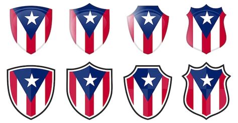 Premium Vector Vertical Puerto Rico Flag In Shield Shape Four D And