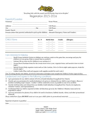 Fillable Online Ssefc Awana Registration And Order Form Ssefc