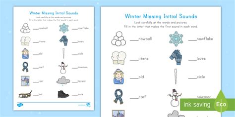 Winter Initial Sounds Activity Hecho Por Educadores