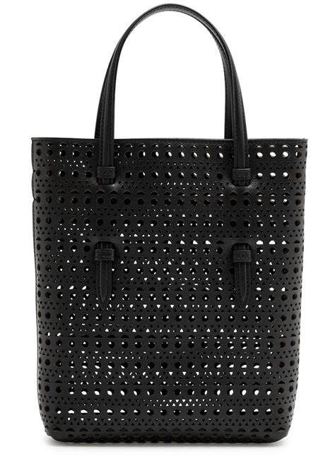 Ala A Mina Laser Cut Leather Tote White Editorialist