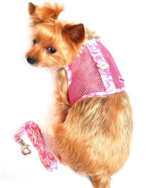 Doggie Design Cool Mesh Harness Hawaiian Hibiscus Pink