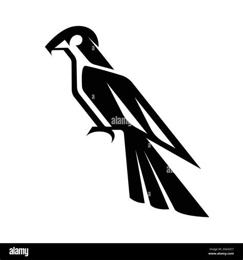 Black line art Vector illustration on a white background of a falcon ...