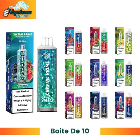 Crystal Prime 7000 Disposable Vape Pod Device Boîte De 10