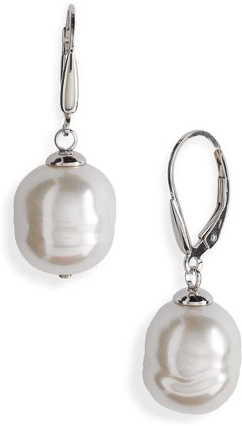 Majorica 12mm Baroque Pearl Drop Earrings In Silver Silver White