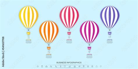 Vector Hot Air Balloon Infographic Business 3D Modern Infographics Concept For Chart Web