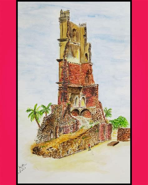 A Painting Of The St Augustine Tower By Me R Goa