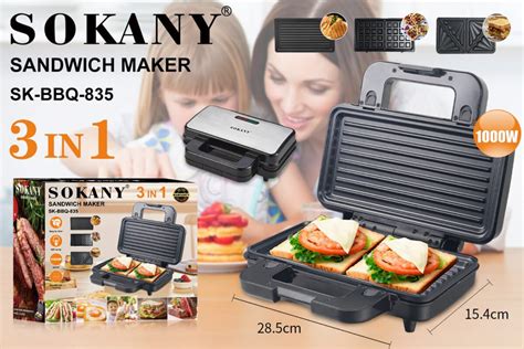KJ-835 ساندوتش ميكر سوكانى 3*1 1000وات - SOKANY-EG
