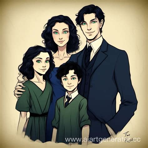 Happy Family Portrait Tom Riddle Wife and Daughter with Stunning Features | AI Art Generator