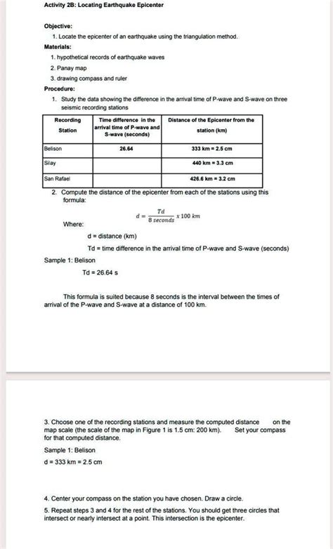 Solved Objective Locate The Epicenter Of An Earthquake Using The