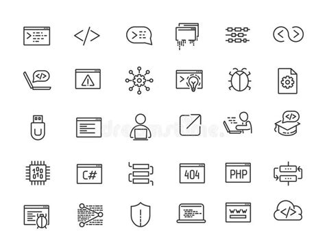 Set Of Linear Data Processing Icons Analysis Icons In Simple Design