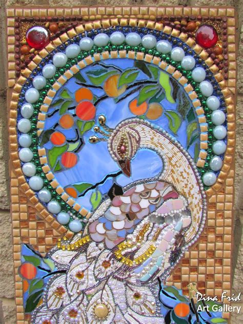 Mosaic for sale: Панно "Белый павлин". Мозаика из бисера