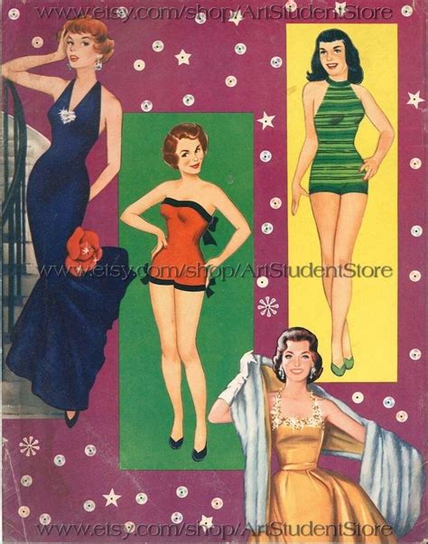 Vintage Paper Dolls High Fashion Printable Digital Pdf Etsy Paper Dolls Clothing Paper