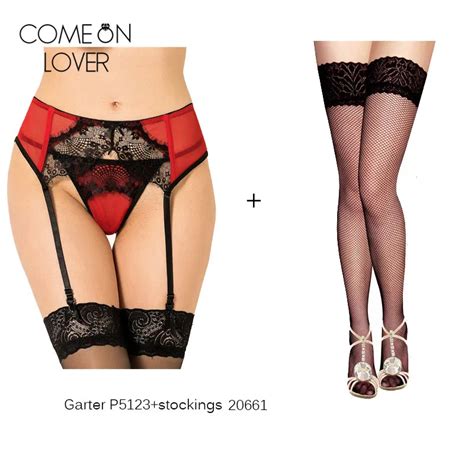 Plus Size Red Black Stockings Suspender Belt Women Sexy Garter Panty