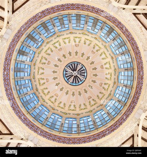 VALENCIA SPAIN FEBRUARY 17 2022 The Cupola Of Mercado Central