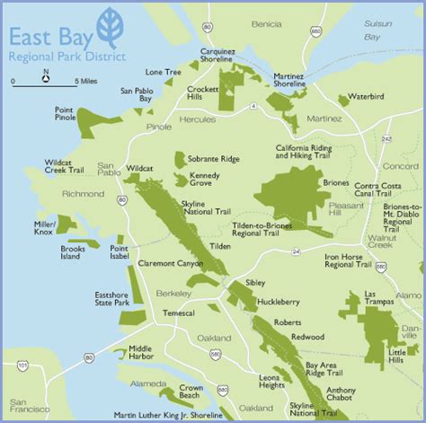 East Bay Regional Park District Map: North West region | Park, San ...