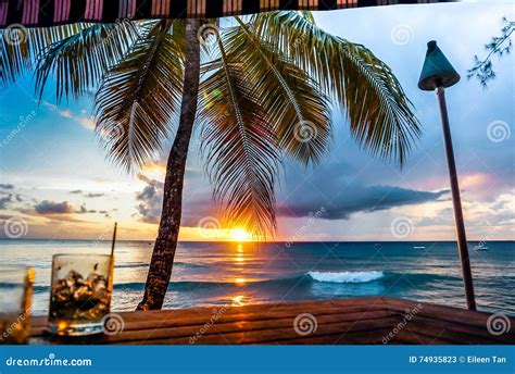 Sunset View of Barbados Beach Stock Image - Image of view, golden: 74935823