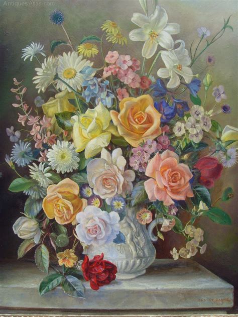 Antiques Atlas Ernest Hpayne Oil Painting Roses In A Vase As237a555