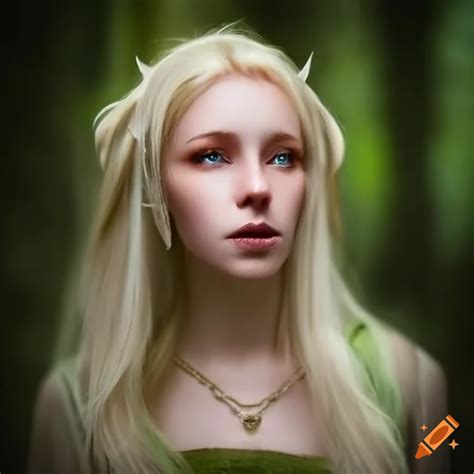 Illustration Of A Forest Elf With Blond Hair And Gold Eyes