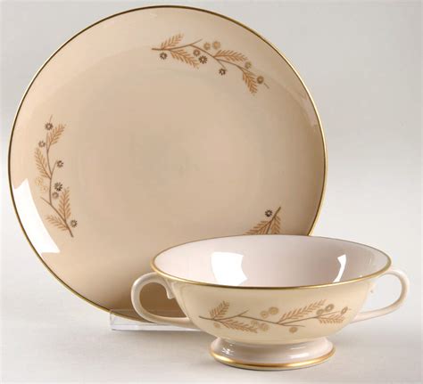 Acacia Footed Cream Soup Bowl Saucer Set By Franciscan Replacements