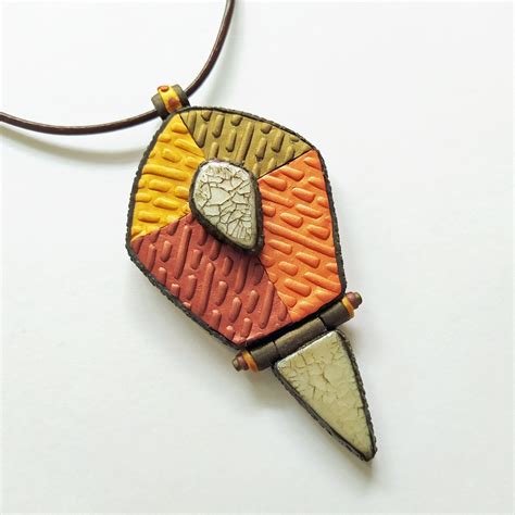 Shelley Atwoods Hinged Textured Polymer Clay Pendant With Crackled