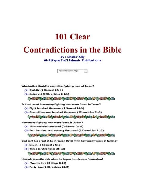 101 Clear Contradictions In The Bible Pdf