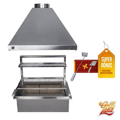 Kit Churrasqueira Gourmet Completo Grill Land Inox Braseiro De