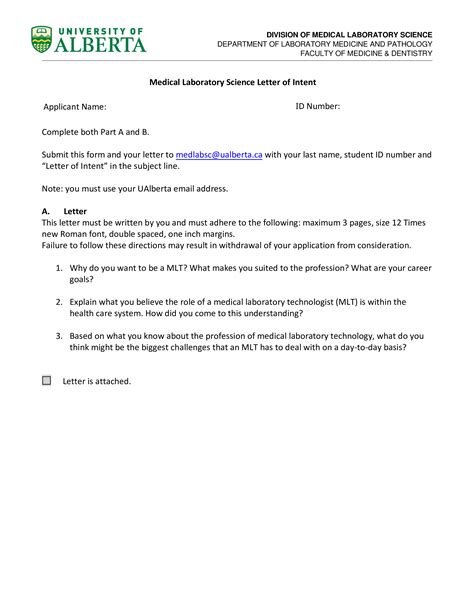 Medical Letter Of Intent Template