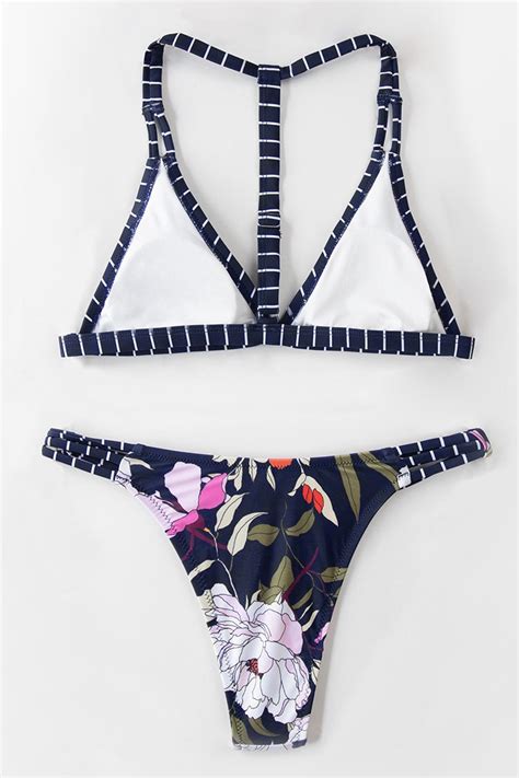 Gestreiftes Bikini Set Mit Floralem Muster Cupshe Deutschland