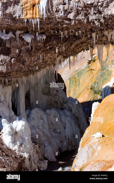 Ice Stalagmites In Puente Del Inca Mendoza Argentina Stock Photo Alamy