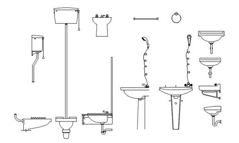 Bathroom and toilet CAD blocks design in AutoCAD 2D drawing, CAD file ...