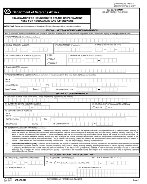 VA Form 21 2680 Printable Fillable In PDF Origin Form Studio