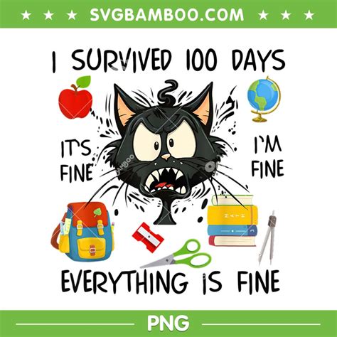 Funny Cat 100th Day Of School Png