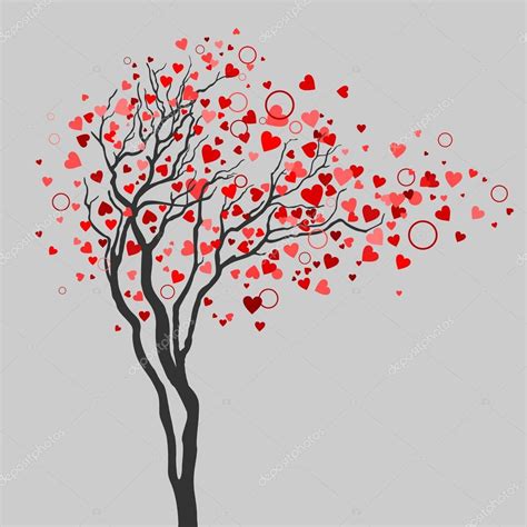 Tree With Heart Leaves On Black Background Stock Vector Loca 61462259