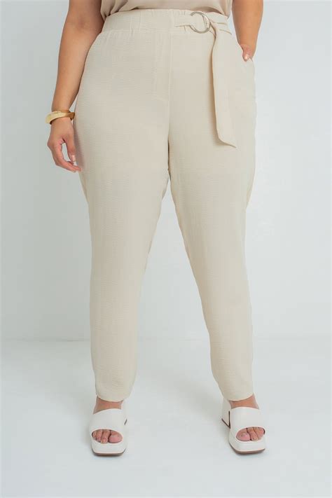 Cal A Reta Crepe Argola Nude Rery Roupa Feminina Plus Size