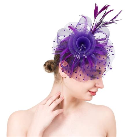 Mifelio Fascinators Hats For Women Tea Party Headband Hat Mesh Feathers