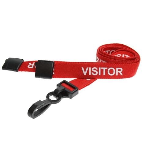 Red Visitor Lanyards 15mm With Plastic Clip The Lanyard Shop