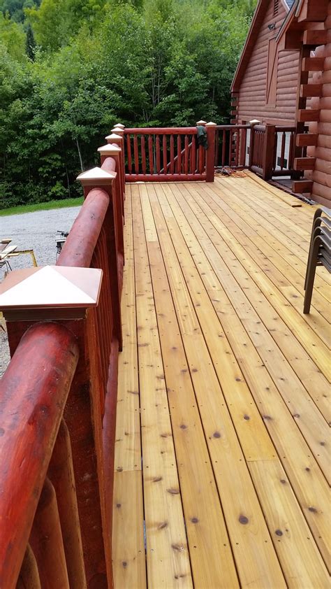 Finished Red Cedar Decking With 2 Coats Sikkens Stain And New Log