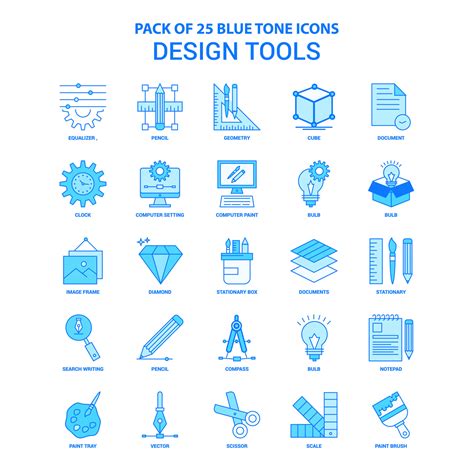 Design Tools Blue Tone Icon Pack Icon Sets Vector Art At