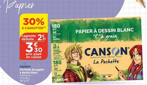 Promo Pochette De Papier à Dessin Blanc Canson chez Bi1 iCatalogue fr