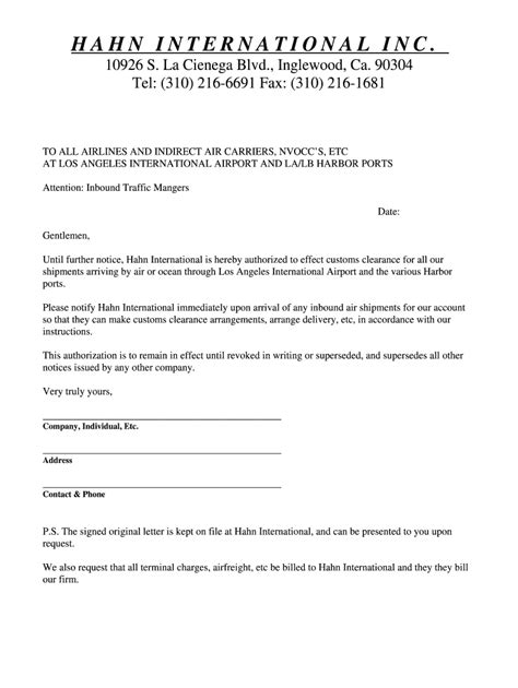 Fillable Online Broker Authorization Form Hahn International Fax