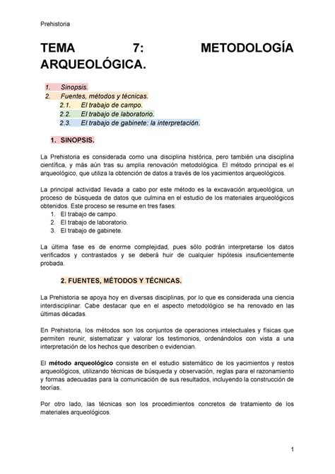 TEMA 7 Metodología Arqueológica TEMA 7 METODOLOGÍA ARQUEOLÓGICA 1