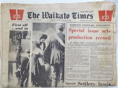 Old Newspaper The Waikato Times Hamilton Centenary Edition 1964