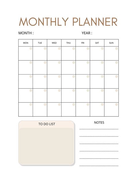 Monthly Planner Template Printable - Etsy