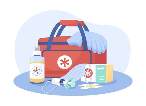 First Aid Kit 2d Vector Isolated Illustration Paramedic Bag Doctor Supplies Medical Help