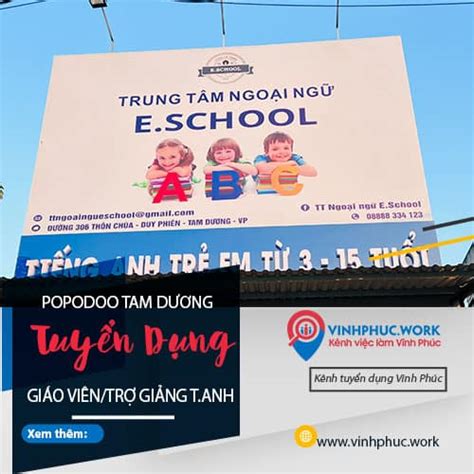 Popodoo VĨnh PhÚc TuyỂn DỤng ThÊm GiÁo ViÊn TrỢ GiẢng TiẾng Anh TẠi