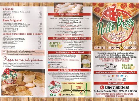 Menu Completo E Prezzi Hello Pizza Cesena MYCIA IT