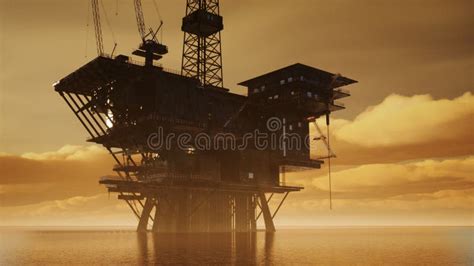 Offshore Jack Up Oil Rig Gas Sea Rig Platform Stock Illustration