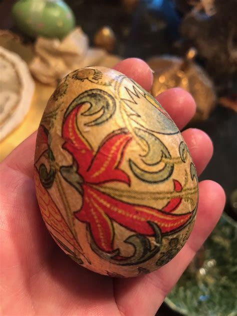 Decoupaged papier mâché eggs