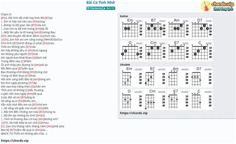 Chord Bài Ca Tình Nhớ Tab Song Lyric Sheet Guitar Ukulele Chords Vip